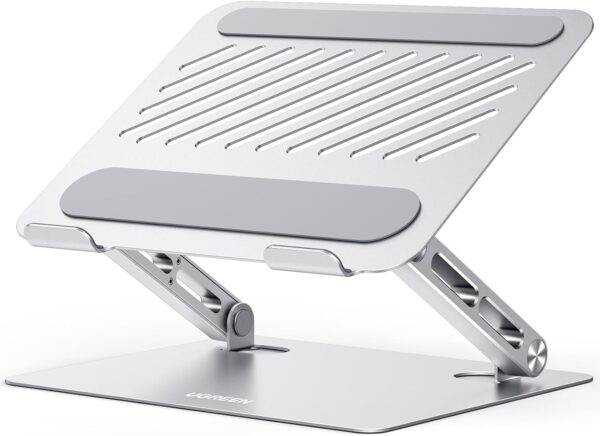 UGREEN Laptop Stand【Upgrade Larger Sturdy Base】【Adjustable& Foldable】Ergonomic Laptop Stand for Desk Metal Laptop Holder Compatible with Macbook Air, Macbook Pro, Lenovo, HP, All laptops up to 17.3''