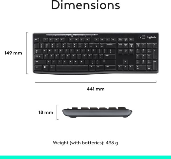 Logitech MK270 Wireless Keyboard and Mouse Combo - Keyboard and Mouse Included, Long Battery Life - Image 2